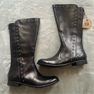 Born Larsen Studded Riding Boots Black Leather Women’s Size 7.5 NWT